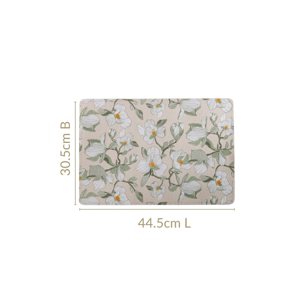 Rectangular Green Poppy Printed Placemats Set Of 6 Nestasia