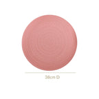 Pink Embossed Warli Design Round Table Mat Set Of 6 Nestasia