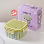 Crispo Salad Box With Dressing Cup And Spoon Green 1350ml Nestasia