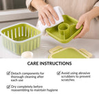 Crispo Salad Box With Dressing Cup And Spoon Green 1350ml Nestasia