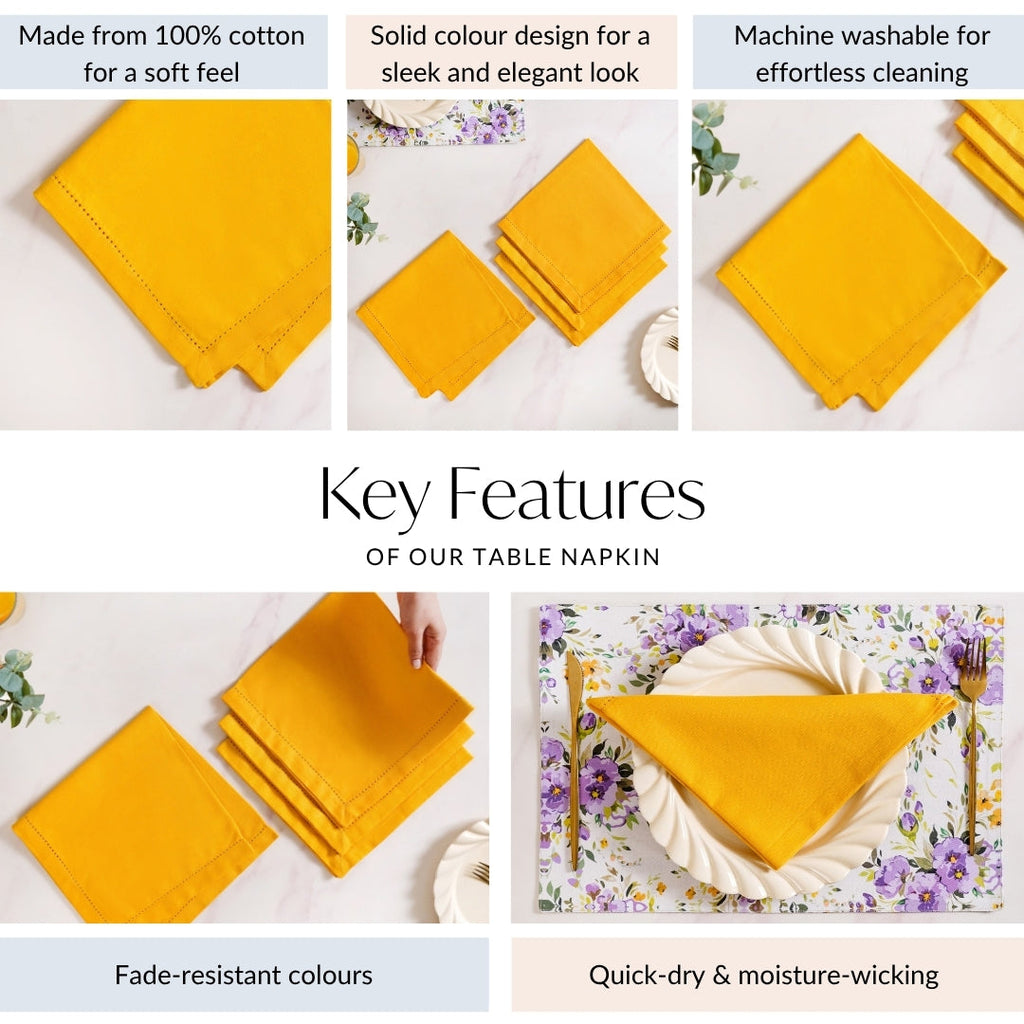 Table Napkin Sunny Yellow Set Of 4 Nestasia