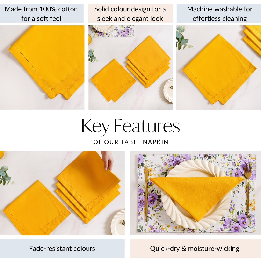 Table Napkin Sunny Yellow Set Of 4 Nestasia