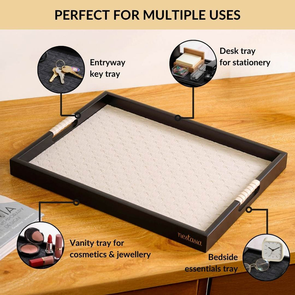 Table Top Luxury Tray Organiser Large Beige Nestasia