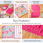 Set Of 7 Embroidered Vibrant Table Mats And Runner Set Nestasia