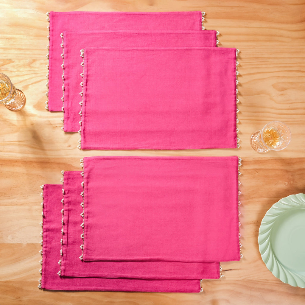 Set Of 7 Embroidered Vibrant Table Mats And Runner Set Nestasia