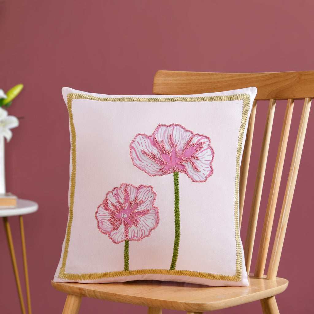 Tale of Two Blooms Embroidered Cushion Cover 40x40cm Nestasia