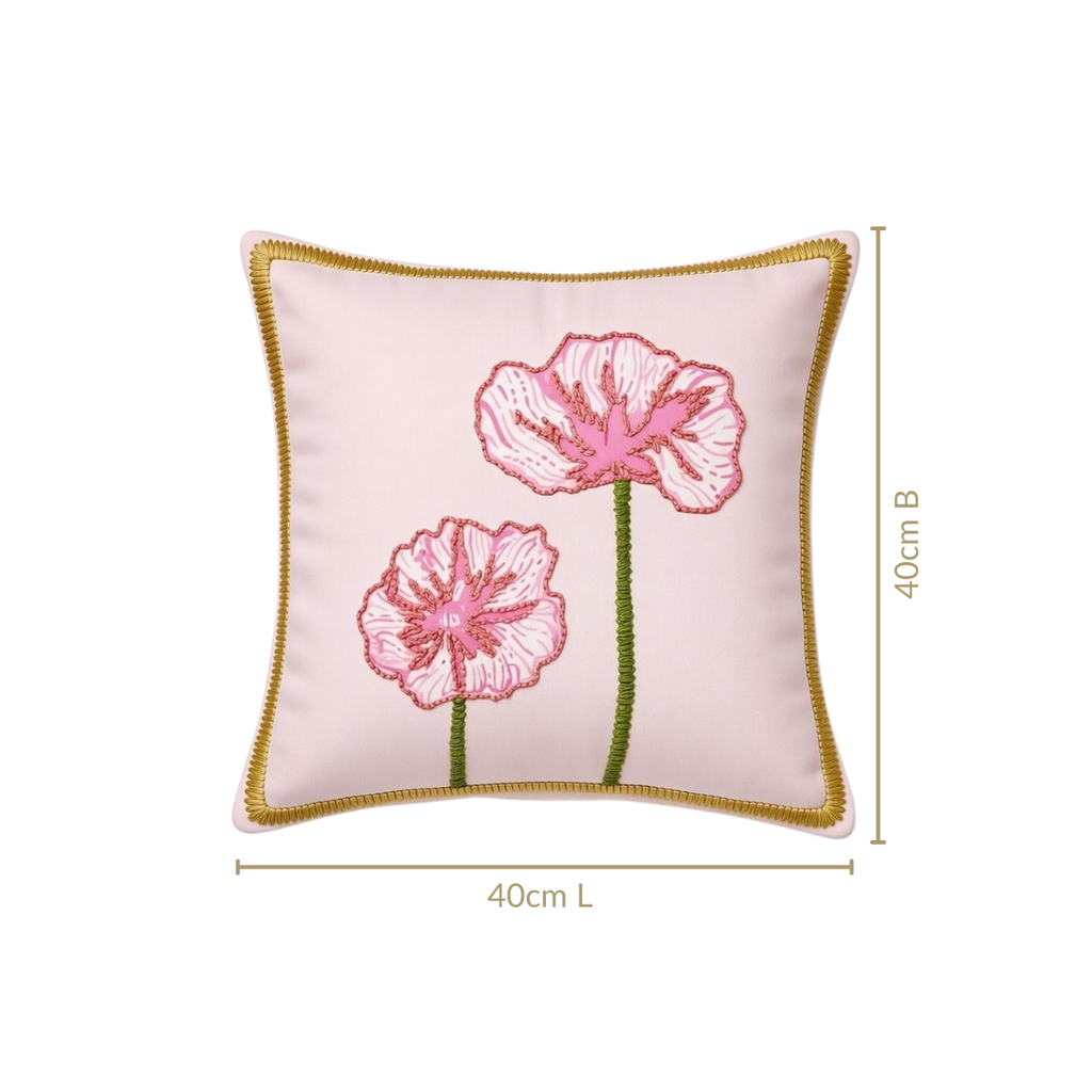 Tale of Two Blooms Embroidered Cushion Cover 40x40cm Nestasia