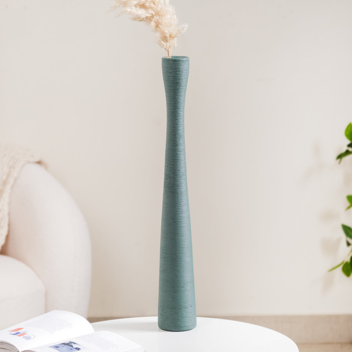 Brush Texture Ceramic Tall Thin Vase Nestasia