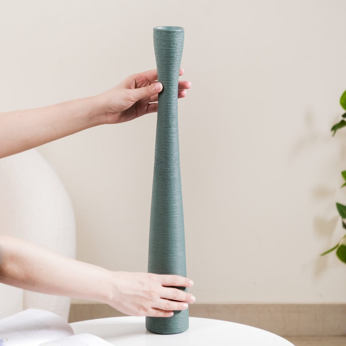 Brush Texture Ceramic Tall Thin Vase Nestasia