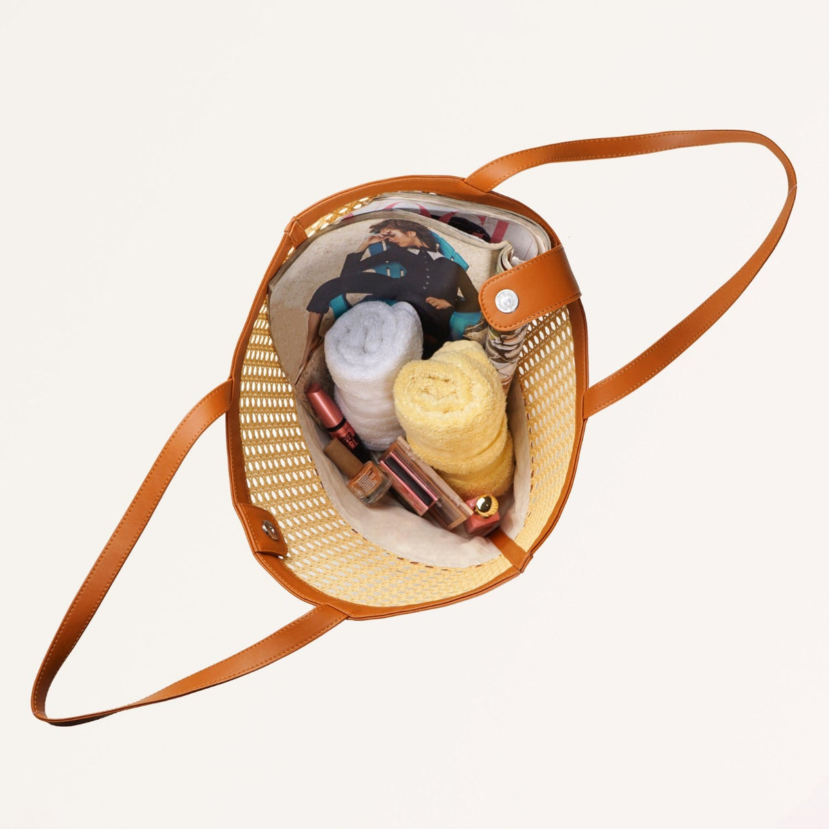 Tan Rattan Weave Beach Bag Nestasia