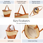Tan Rattan Weave Beach Bag Nestasia