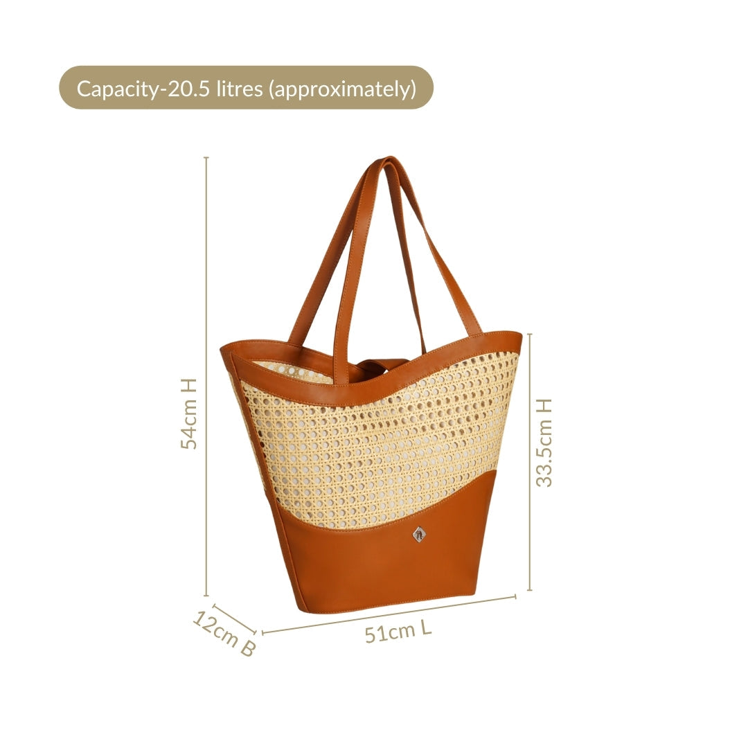 Tan Rattan Weave Beach Bag Nestasia