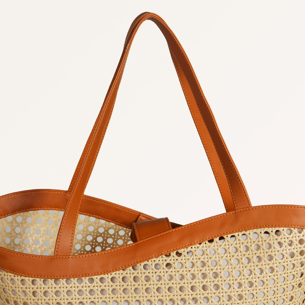 Tan Rattan Weave Beach Bag Nestasia