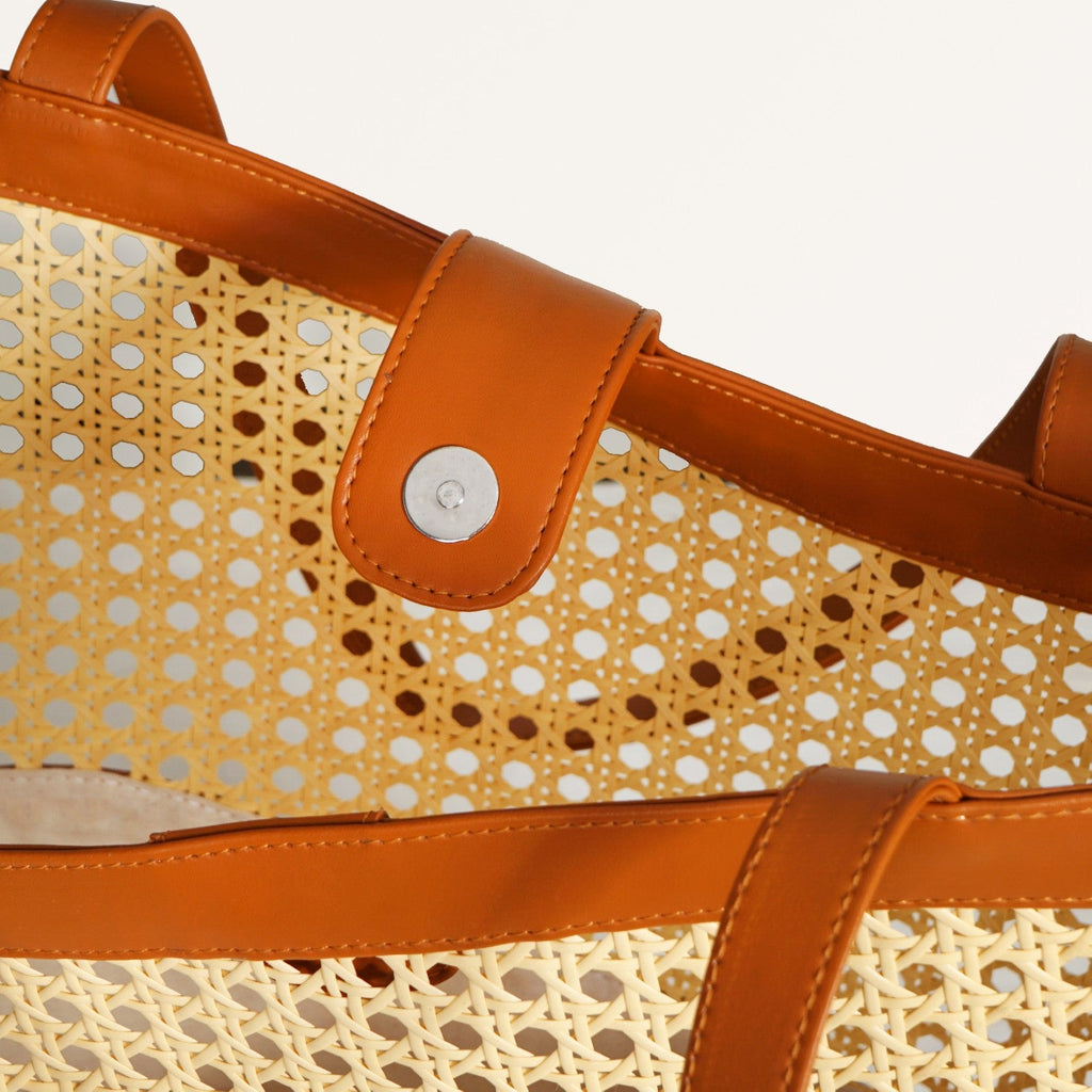 Tan Rattan Weave Beach Bag Nestasia