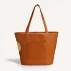 Tan Rattan Tote Bag With Back Pocket Nestasia