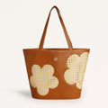 Tan Rattan Tote Bag With Back Pocket Nestasia