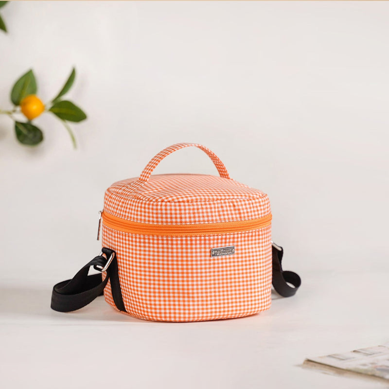 Tangerine Checked Lunch Bag With Insulation Nestasia