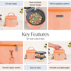 Tangerine Gingham Insulated Lunch Bag Nestasia
