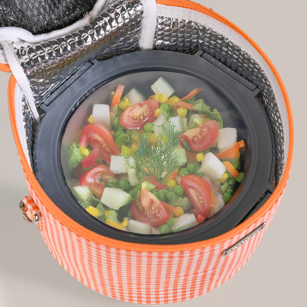 Tangerine Gingham Insulated Lunch Bag Nestasia