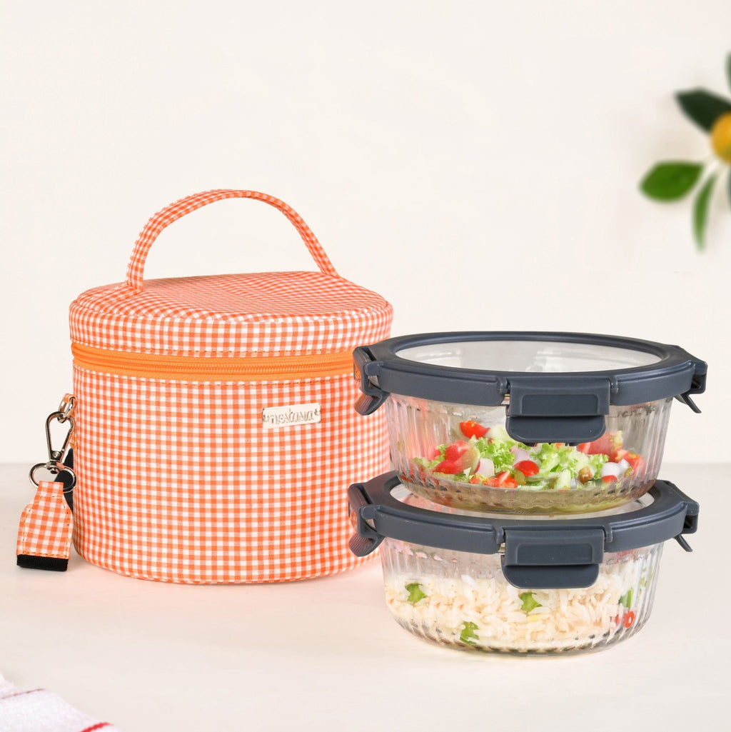 Tangerine Gingham Insulated Lunch Bag Nestasia