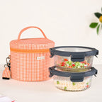 Tangerine Gingham Insulated Lunch Bag Nestasia
