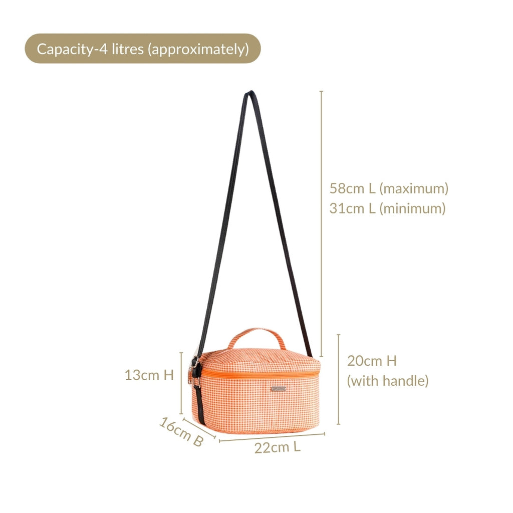 Tangerine Checkered Insulated Lunch Bag Nestasia