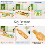 Amalfi Lemon Bowls With Bamboo Tray Set Of 4 Nestasia