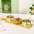 Amalfi Lemon Bowls With Bamboo Tray Set Of 4 Nestasia