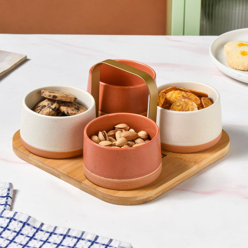 Snack Serving Bowl Platter With Handle Set Of 5 Nestasia