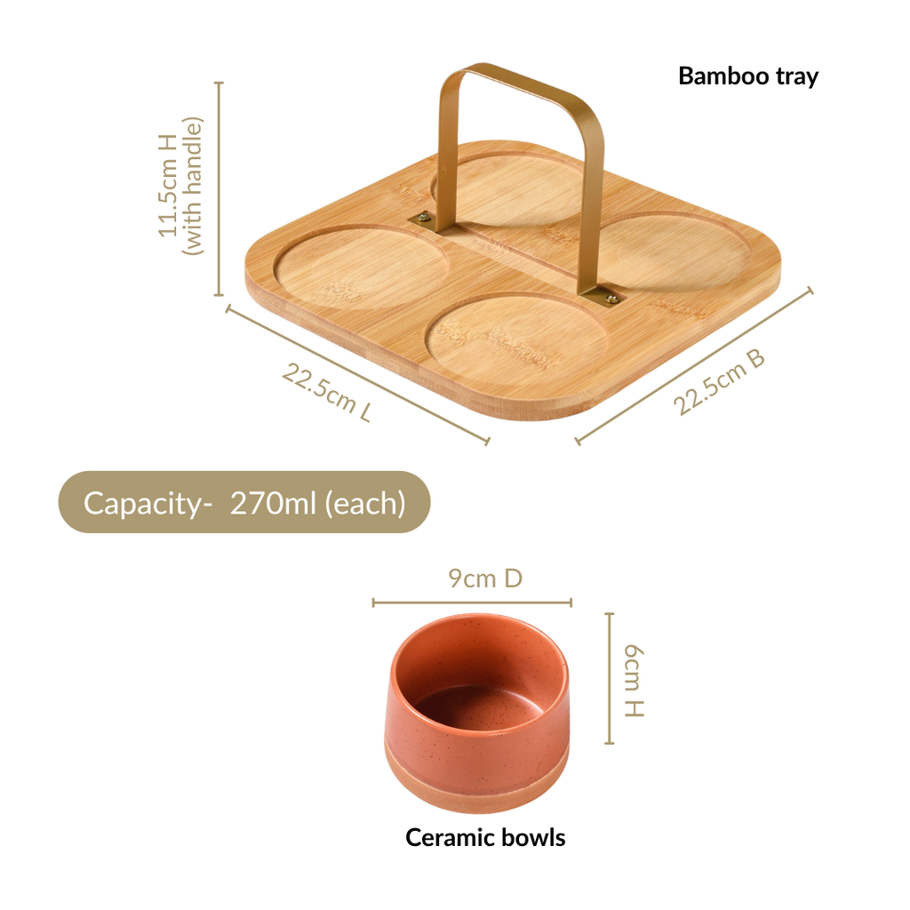 Snack Serving Bowl Platter With Handle Set Of 5 Nestasia
