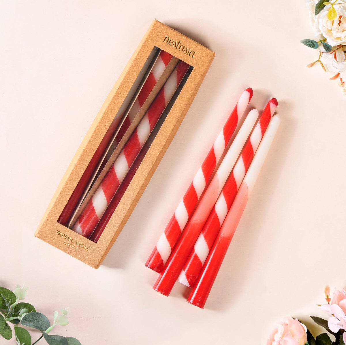 Set Of 8 Ombre And Spiral Taper Candles Nestasia