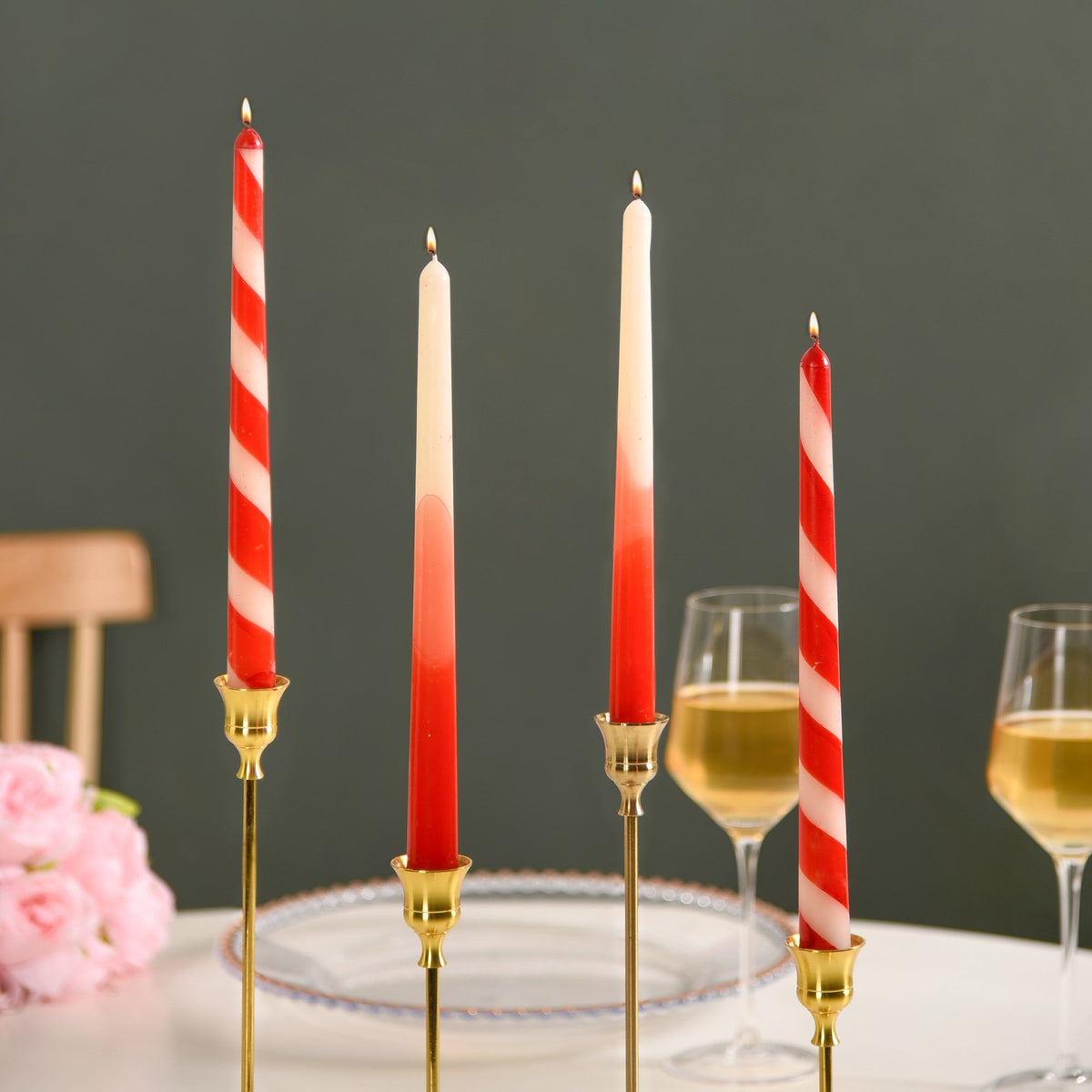 Set Of 8 Ombre And Spiral Taper Candles Nestasia