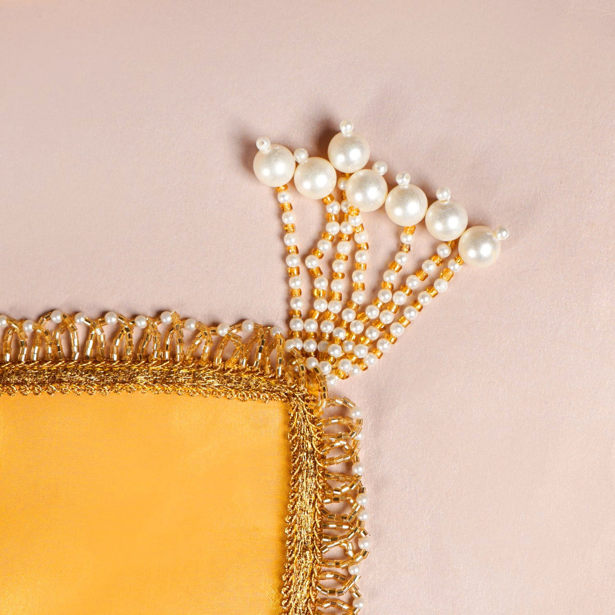 Tasselled Organza Thali Cover Yellow Set Of 2 Nestasia