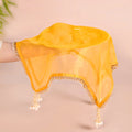 Tasselled Organza Thali Cover Yellow Set Of 2 Nestasia