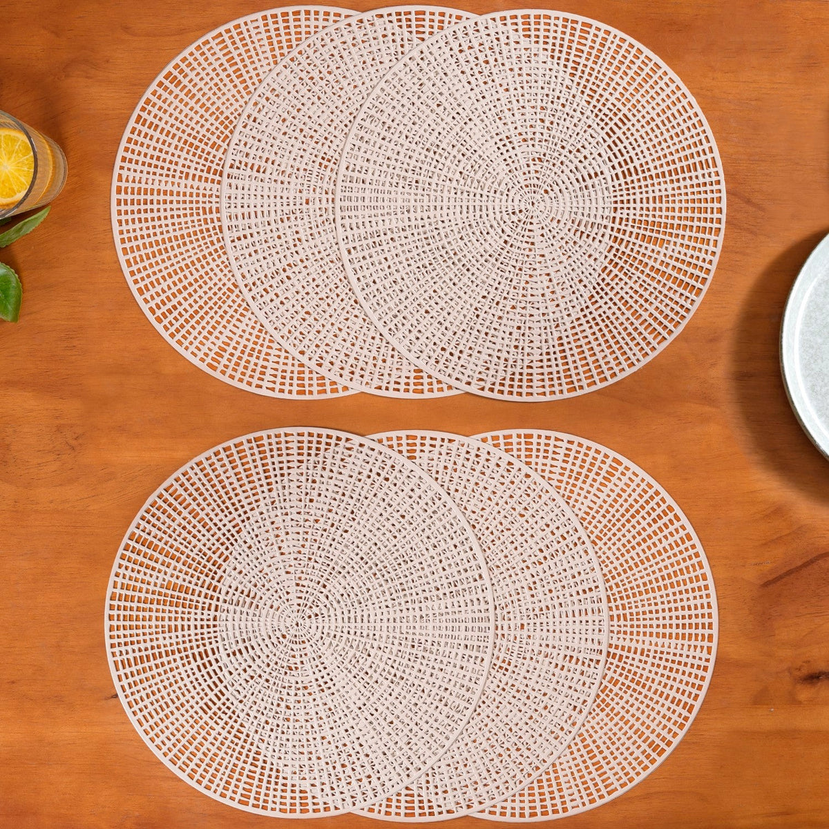 Taupe Webbed Table Mat Set Of 6 Nestasia