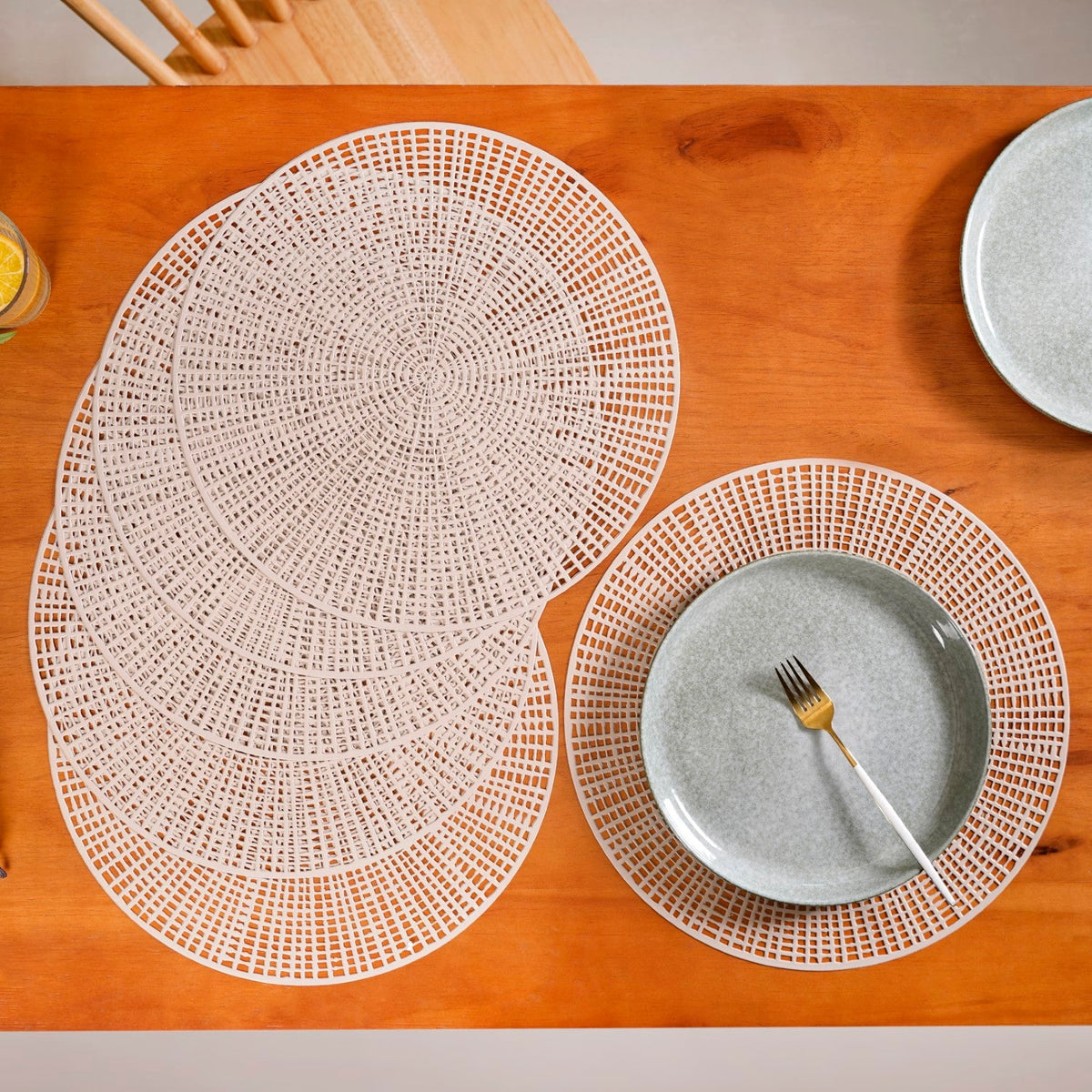 Taupe Webbed Table Mat Set Of 6 Nestasia