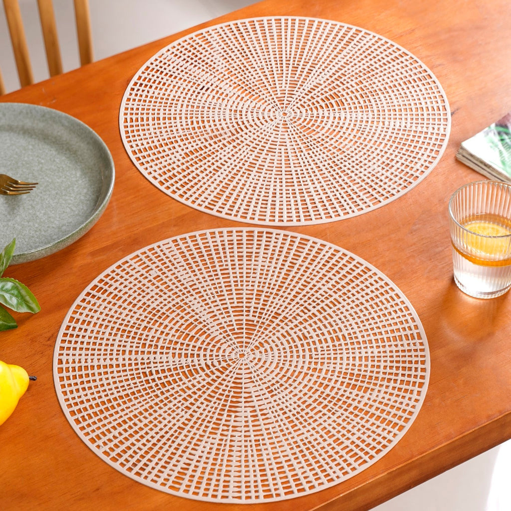 Taupe Webbed Table Mat Set Of 6 Nestasia