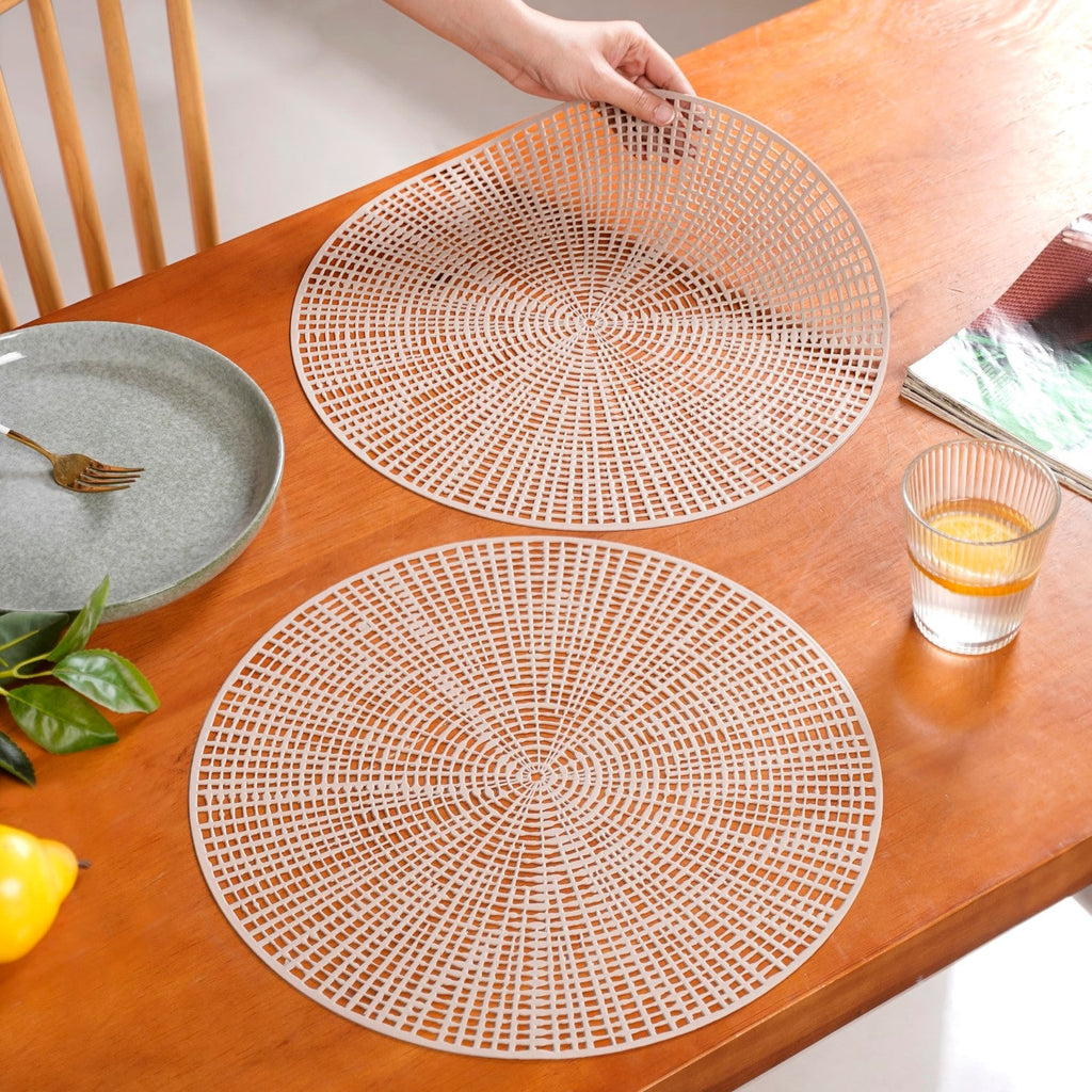 Taupe Webbed Table Mat Set Of 6 Nestasia