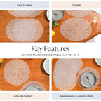 Taupe Webbed Table Mat Set Of 6 Nestasia