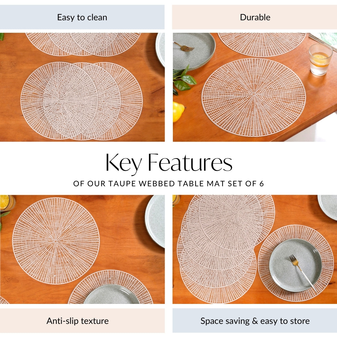 Taupe Webbed Table Mat Set Of 6 Nestasia
