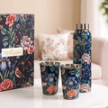 Floral Printed Stainless Steel Bottle And Tumbler Gift Set Of 3 Nestasia