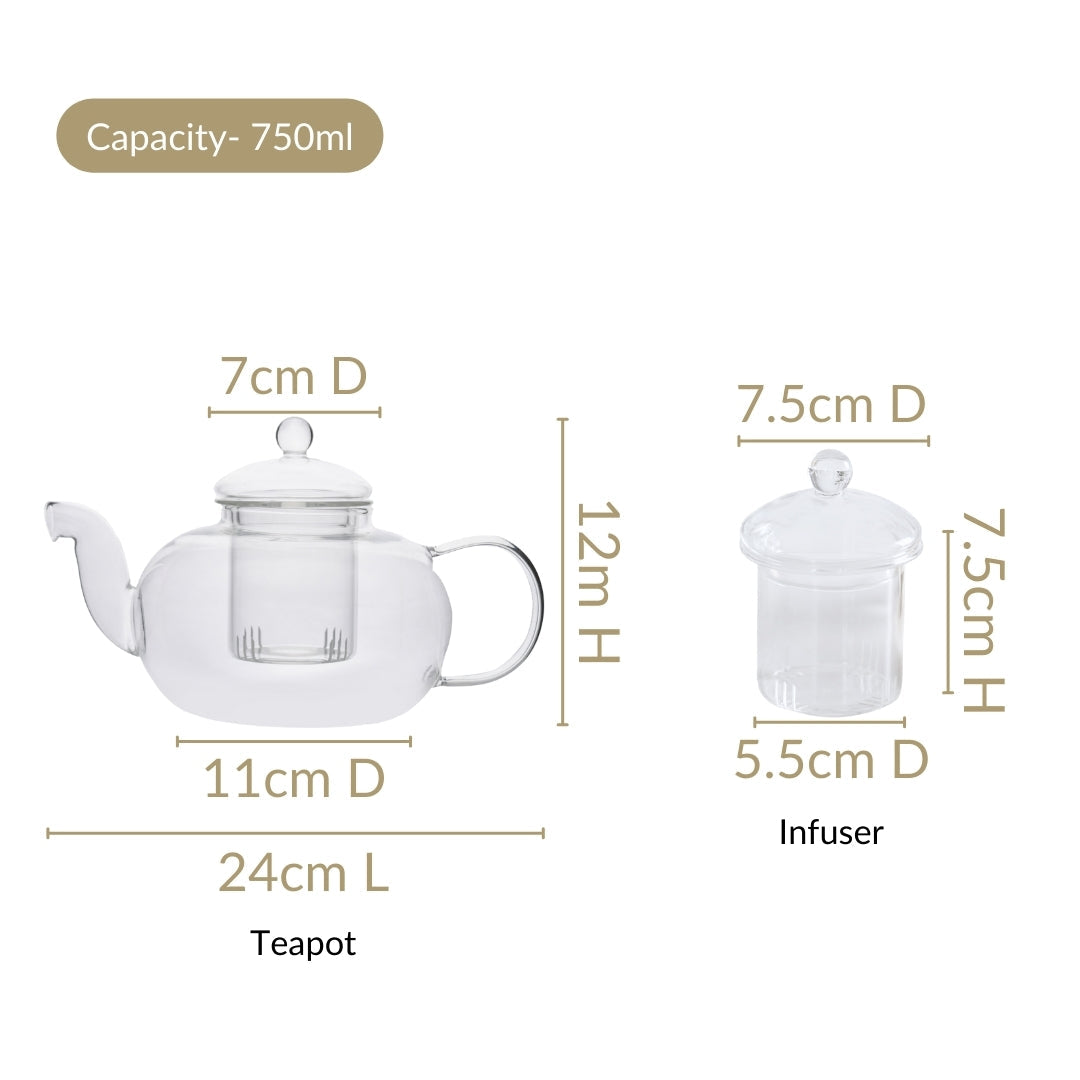 Tea Brewing And Serving Kettle With Infuser 750ml Nestasia