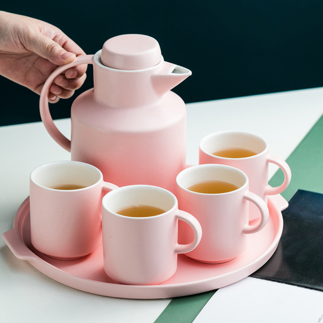 Tea Serving Set Pink Nestasia
