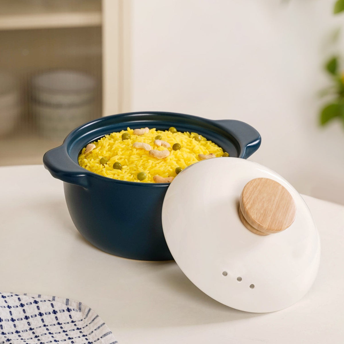 Cera Ceramic Cooking Pot With Lid Teal 2400ml Nestasia