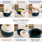 Cera Ceramic Cooking Pot With Lid Teal 2400ml Nestasia