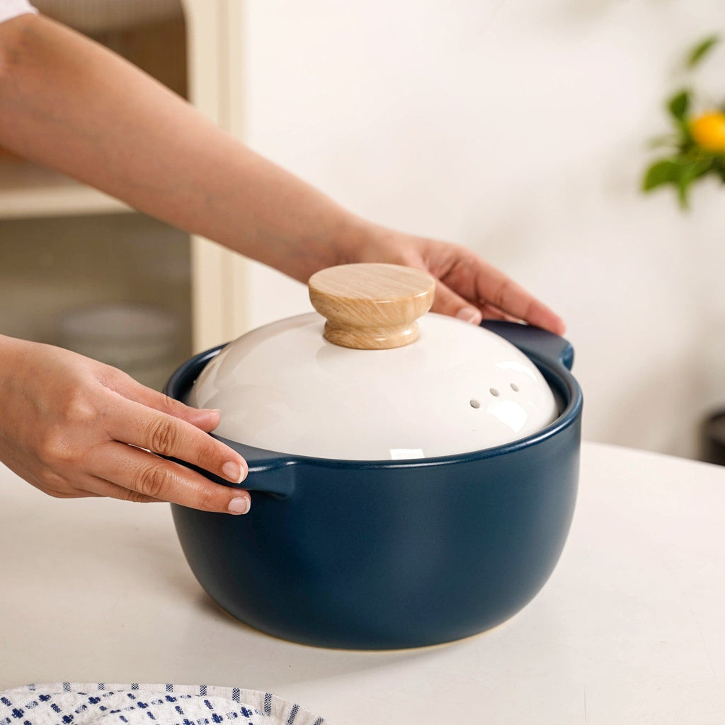 Cera Ceramic Cooking Pot With Lid Teal 2400ml Nestasia