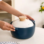 Cera Ceramic Cooking Pot With Lid Teal 2400ml Nestasia
