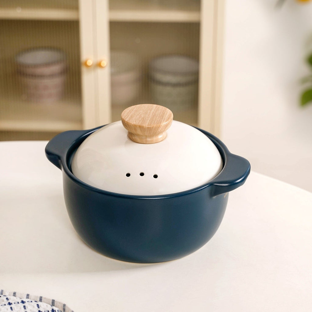 Cera Ceramic Cooking Pot With Lid Teal 2400ml Nestasia