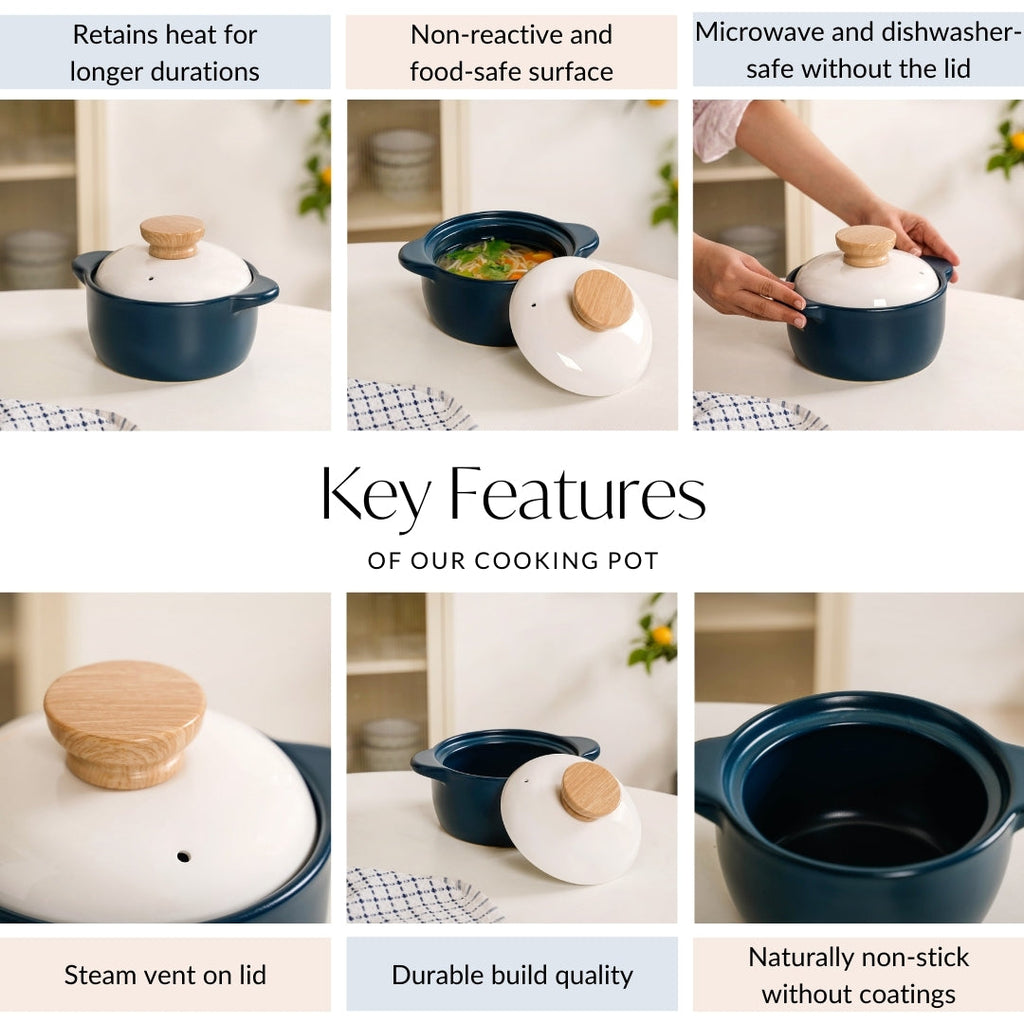 Cera Korean Stew Pot With Lid Teal 1150ml Nestasia
