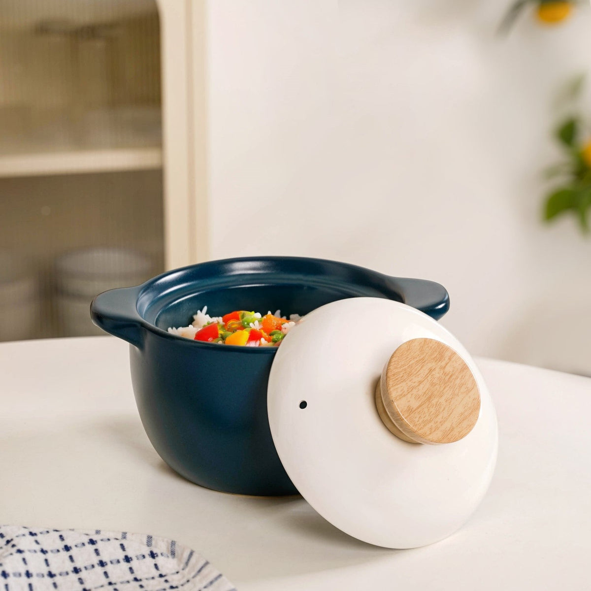 Cera Cooking Pot With Lid Teal 1800ml Nestasia